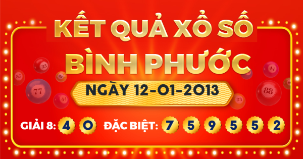 Kết quả xổ số Bình Phước ngày 12/1/2013