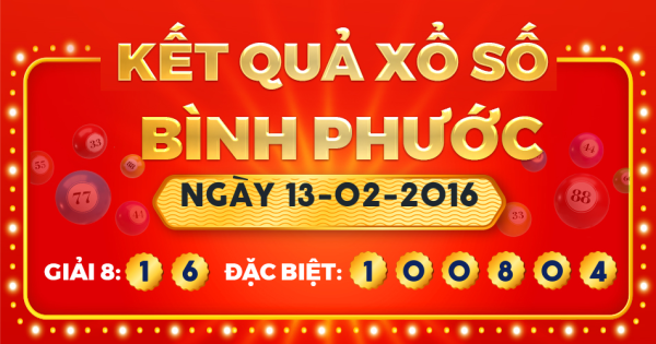 Kết quả xổ số Bình Phước ngày 13/2/2016