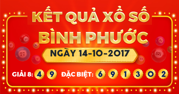Kết quả xổ số Bình Phước ngày 14/10/2017