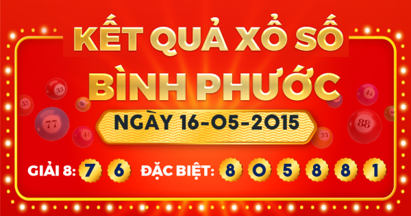 Kết quả xổ số Bình Phước ngày 16/5/2015