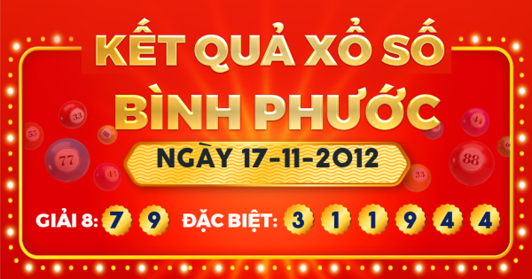 Kết quả xổ số Bình Phước ngày 17/11/2012