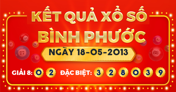 Kết quả xổ số Bình Phước ngày 18/5/2013