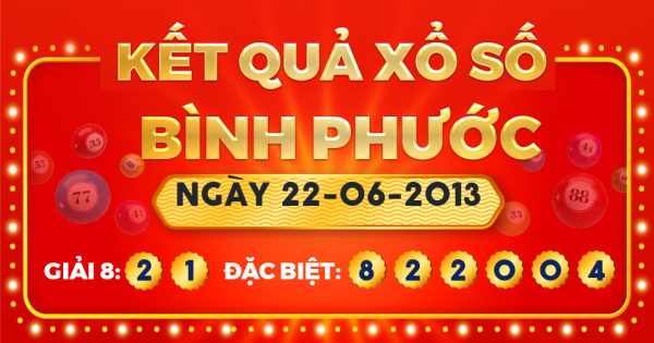 Kết quả xổ số Bình Phước ngày 22/6/2013