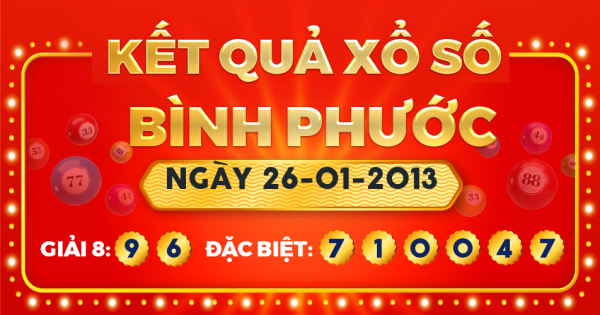 Kết quả xổ số Bình Phước ngày 26/1/2013