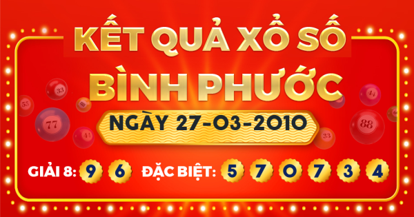 Kết quả xổ số Bình Phước ngày 27/3/2010