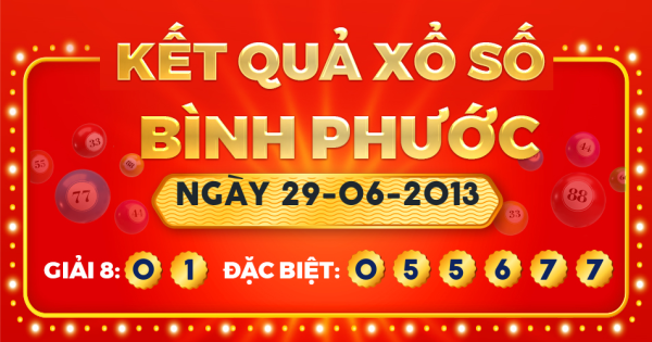 Kết quả xổ số Bình Phước ngày 29/6/2013