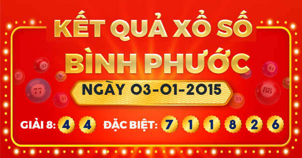 Kết quả xổ số Bình Phước ngày 3/1/2015