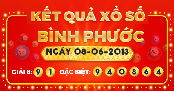 Kết quả xổ số Bình Phước ngày 8/6/2013